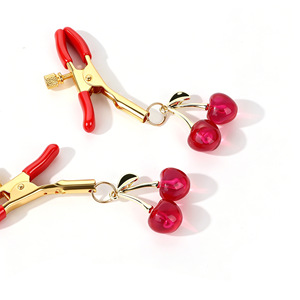 Jolies pinces à tétons en métal cerise roses, portables, pour le flirt et la domination passionnée, usage adulte - Product Image 3