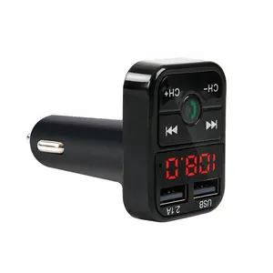 MP3 çalar FM verici 2.1A 2 Port USB araba şarjı eller serbest arama hızlı şarj mobil araç USB şarj aleti için cep telefonu