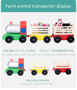 Trenino giocattolo in legno con animali da fattoria suino cavallo <span class=keywords><strong>capra</strong></span> bambini primo compleanno giocattolo regalo di natale - Product Image 5