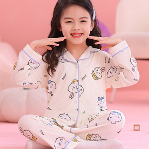 Nuovi <span class=keywords><strong>Pigiami</strong></span> da Donna e Abbigliamento per Bambini a Maniche Lunghe in Stile Coreano Primavera e Autunno con Fantasia a Cartoni Animati per Studentesse e Ragazze - Product Image 3