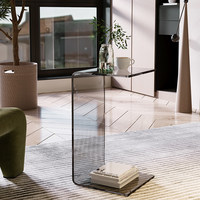 Table basse de coin carrée en acrylique transparente, luxueuse et épurée, pour baie vitrée ou salon, design haut de gamme