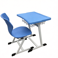 Bureau d'étude en plastique à hauteur réglable pour enfants avec tiroir à crayons, crochet pour casque, design ergonomique, anti-pincement, mobilier scolaire