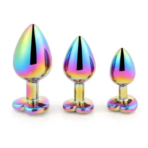 3 Size Colorful Mental Anal Plug Heart Shape Decoration Adult Butt Plug Sex Toys For Woman Anal Play