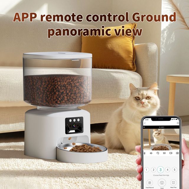 Smart Pet Feeder with 1080P HD Camera - WiFi Remote Control Auto Food Dispenser for Cats & Dogs, Direct Factory Sale