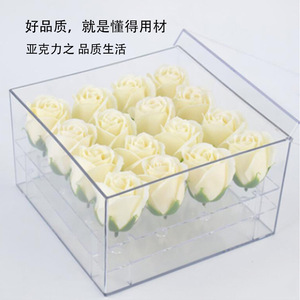 Yun Zhuo Transparent Acrylic <b>Flower</b> <b>Box</b> Square Water Storing Rose Display Gift <b>Box</b> 1-3L Standing Type - Product Image 2