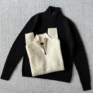 Suéter de punto trenzado de lana y cachemira de alta calidad con media cremallera, para hombre y mujer, invierno, con bordado 1:1 de potro, escanea el código. - Product Image 2