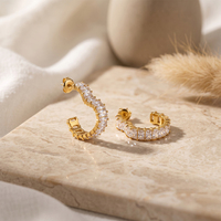 Boucles d'oreilles pendantes tendance FUAMAY en acier inoxydable plaqué or 18 carats, faites à la main, avec trois coquillages et zircon, bijoux de mode