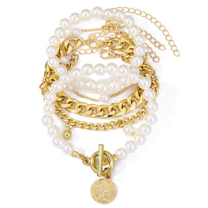 Pulseras Unisex de Acero Inoxidable con Doble Capa de Flor y Corazón, Chapadas en Titanio, Estilo Vintage <span class=keywords><strong>Rebecca</strong></span>, Venta al por Mayor - Product Image 1