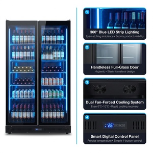 Refrigerador Vertical de Gran Capacidad con 2 Puertas y Vidrio Antivaho para Exhibición de Vino y Cerveza, con Luz LED de 3 Colores, para Bares y Clubs Comerciales - Product Image 2