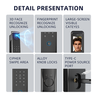 Cerradura Inteligente para Puerta con Reconocimiento Facial 3D UIELOCK QB50, Cámara con Huella Dactilar, Compatible con Puertas de Aluminio, Control Remoto por Aplicación WiFi Tuya en la Nube