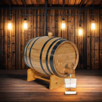 Barril de Madera de Roble de 3L con Soporte, Tapón y Grifo, Sin Revestimiento, para Whisky, Vino, Destiladores y Productores de Vino