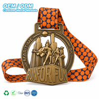 Médaille personnalisée gravée découpée en alliage de zinc bronze antique, récompense souvenir pour la course de 5K, la course virtuelle et les défis interactifs