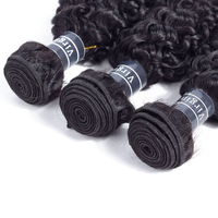 Rambut 12A keriting India Virgin keriting rambut manusia keriting 3 bundel (14 16 18 20 inci 285g) ekstensi rambut tidak diproses hitam alami