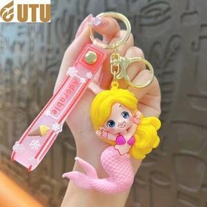 Creative mermaid keychain cute soft <b>plastic</b> car <b>bag</b> doll machine <b>small</b> gift pendant wholesale-F - Product Image 4