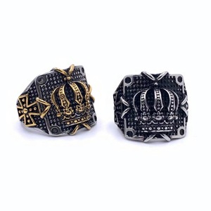 European Style Titanium Steel Crown <b>Ring</b> For Men Retro <b>Silver</b> Two Tone Gold Fashion Jewelry Gift 216026 - Product Image 2