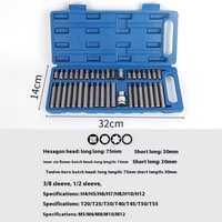 Jeu de 40 douilles métriques 1/2in 3/8in Adaptateur à queue d'entraînement Hex Torx XZN Spline Star Impact Ratchet Driver Socket Wrench Tool Sets