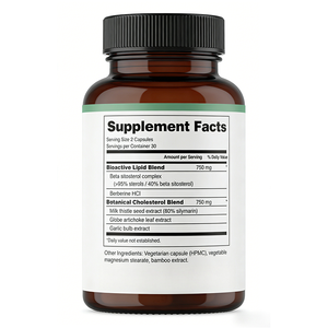 Suplemento de Apoyo al Colesterol de Marca Privada, Complejo de Berberina con Extracto de Cardo Mariano, Ajo y Alcachofa, 60 Cápsulas - Product Image 2