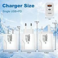 Chargeur mural USB-C rapide 120W à 2 ports, prise EU/US, charge rapide USB Type-C PD 120W, adaptateur de voyage pour téléphone portable