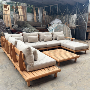 Meubles de canapé en teck d'extérieur modulaires classiques modernes avec coussins confortables pour se détendre sur le balcon - Product Image 6