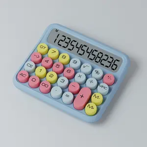 12 Digits Round Button Electronic Calculator For Business Calculator With Colorful Key AAA Battery