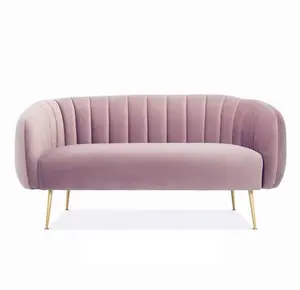 Sofa Set Woonkamer Meubels Custom Groothandel Mode Moderne Tweezits Sofa Bekleding Roze Stof Moderne Sectionele Bank
