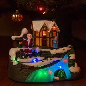 Aldea Navideña con Casas Cubiertas de Nieve y Arroyo Iluminado, 21x15x15 cm, Luces, Música, Carrusel - Product Image 6