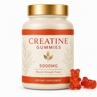 Gummies de créatine monohydrate végétaliennes sans sucre, saveur orange, marque privée ODM/OEM, pour la croissance musculaire et la force chez l'adulte