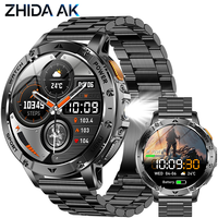 Nouvelle montre connectée sportive pour homme AK112, 1400 mAh, écran LED de 1,7 pouce, lampe torche, étanche IP68, suivi de la forme physique, fréquence cardiaque, oxygène sanguin, sommeil