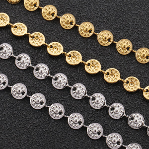 Cadena Redonda de Acero Inoxidable con Patrón de Flores, Chapada en Oro, para Hacer Pulseras de Tobillo o Cintura, Accesorio de Joyería, Verano 2024 - Product Image 1