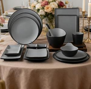 Matte Textured Melamine Dinnerware <b>Set</b> Custom Color Design, Shatterproof & Dishwasher-Safe for Indoor/Outdoor Use - Product Image 4