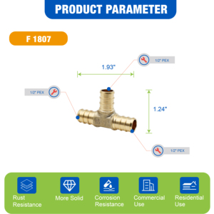 Conectores PEX de Latón sin Plomo KING SMART de 1/2 Pulgada ASTM F1807, Conectores PEX en T de Latón con Certificación CUPC NSF (Envío Gratuito a EE. UU. y Canadá) - Product Image 2