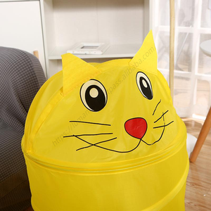 Sac à linge imperméable en polyester E136 motif animaux de dessin animé, panier de rangement pliable pour vêtements, seau pliable pour enfants, vente en gros - Product Image 3