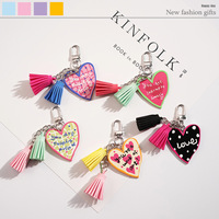 Mignon écologique acrylique en forme de coeur numérique Photo porte-clés pendentif mignon dessin animé sac breloque cadeau