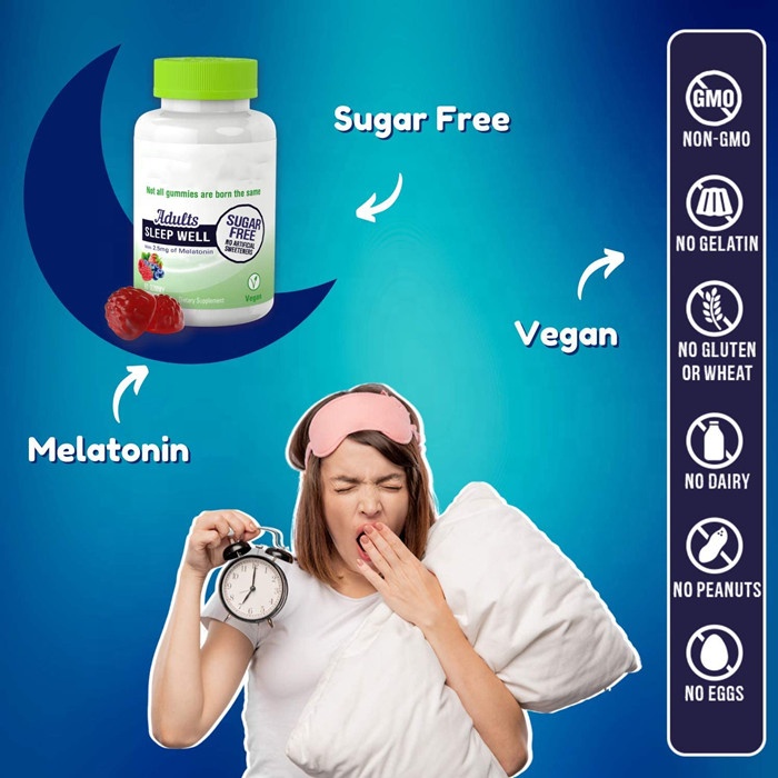 Private Label Sleep Well Sugar Free Melatonin for Adults Organic Sleep Gummies
