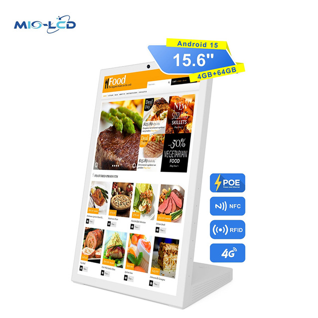 RK3576S Desktop Kiosk Touch Screen Digital Menu Boards 15.6 Inch l Shape Tablet Android Tablet Poe Digital Poster Kiosk
