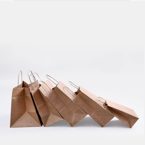 Bolsas de <span class=keywords><strong>Papel</strong></span> <span class=keywords><strong>Kraft</strong></span> Personalizadas al por Mayor, Bolsas de Compras Impresas con su Propio Logotipo, Bolsas de Regalo de Lujo en Color Marrón y Blanco - Product Image 1