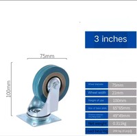 Roue pivotante légère en fonte grise de 3 pouces avec trou de fixation, capacité de charge de 50 kg, pour meubles