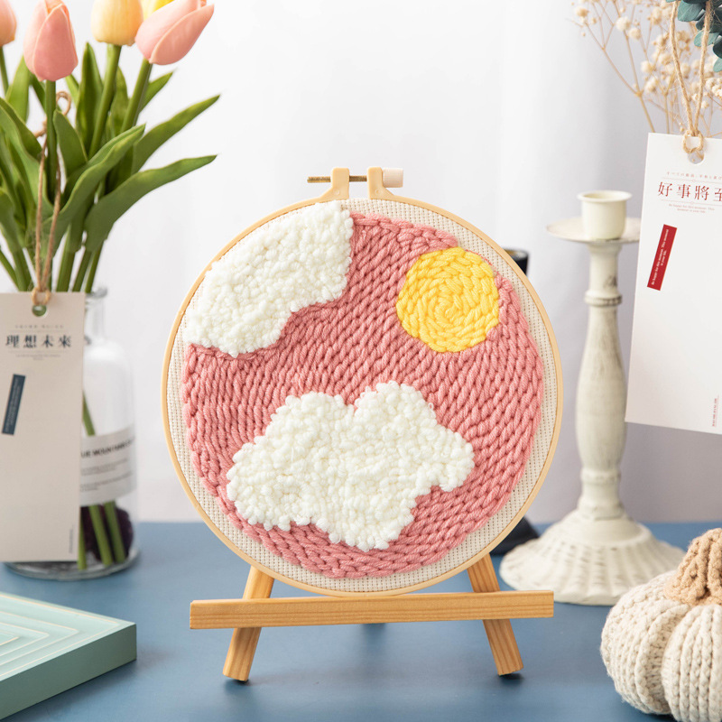 Patches Custom Embroidery DIY Punch Needle Embroidery Starter Kits With Plants Series Cross Stitch Tool Kit for Beginners