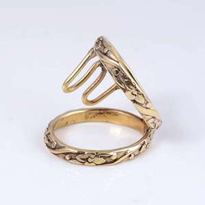 New Arrival Boho Floral Armor <b>Ring</b> Knuckle Brass Band <b>Women</b> Antique Finish Geometric Wire Double Finger for Wholesale OEM ODM - Product Image 3