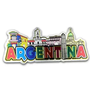 Souvenirs-De-Argentina Embossed Metal Foil Custom Magnet Buenos Aires Souvenir Argentina Fridge Magnet