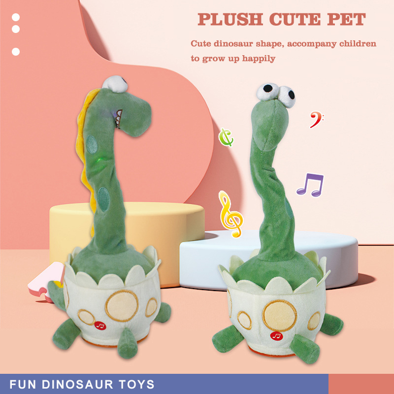 hot sale 32cm soft dancing cactus plush toy cartoon electric singing dancing dinosaur egg plush toy
