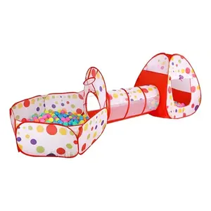 3-In-1 Kids Ball Pit <b>Tunnel</b> <b>Play</b> Tent With Quick Setup, Polyester Fabric, Extended Design For Summer Outdoor Fun - Product Image 1