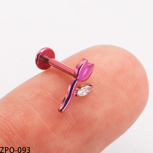 <span class=keywords><strong>VIEN</strong></span> Jewellery ZPO-093 G23 Joyería de Titanio de Moda para Piercings, Flor de Rosa con Circonita Cúbica, Piercing para Labio, Hélix, Oreja y Cuerpo - Product Image 3