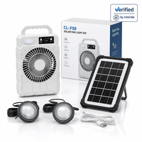Kit de ventilateur solaire CL-F08, ventilateur de refroidissement de 8 pouces avec 2 ampoules UFO à intensité variable, entrée Type-C pour le camping et l'extérieur