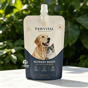 Sachet Doypack personnalisé 85g/100g avec bec verseur et fermeture éclair, stérilisable, pour bouillon de bœuf pour animaux, aliments humides pour chats et chiens, qualité alimentaire - Product Image 1
