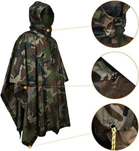 Woqi камуфляжная водонепроницаемая ветрозащитная легкая Толстая оксфордская ткань с длинным рукавом Роскошная модная накидка-пончо унисекс - Product Image 2