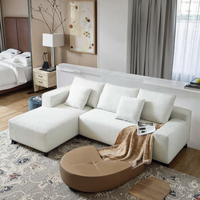 Ensemble de canapés rembourrés 3 places en forme de L à coin comprimé convertible en tissu Mobilier de salon moderne en mousse haute résilience