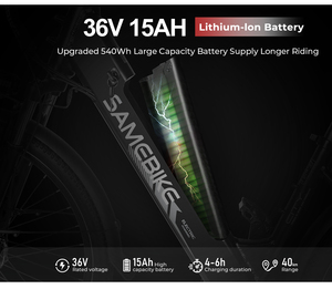 Bicicleta Eléctrica SAMEBIKE RS-A01 Pro con Cuadro Grande de Aleación de Aluminio, Batería de Litio de 48V 15Ah, 36V Trasera para Desplazamientos Urbanos - Product Image 4