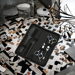 Kit professionnel de 4 ciseaux de coiffure en acier inoxydable, ciseaux effilés, ciseaux plats, peigne pour barbiers et coiffeurs - Product Image 3