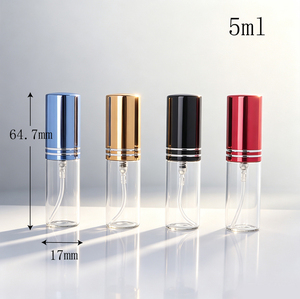 Atomizador de Perfume Recargable de Vidrio Transparente de 5 ml, Mini Botella de Viaje con Tapa Metálica Azul y Colorida - Product Image 1